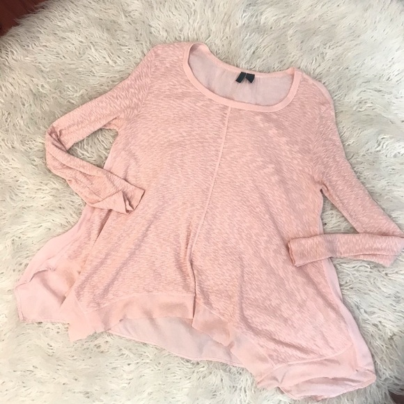 Anthro Left Of Center Asymmetric Blush Pink Tee - Picture 4 of 5